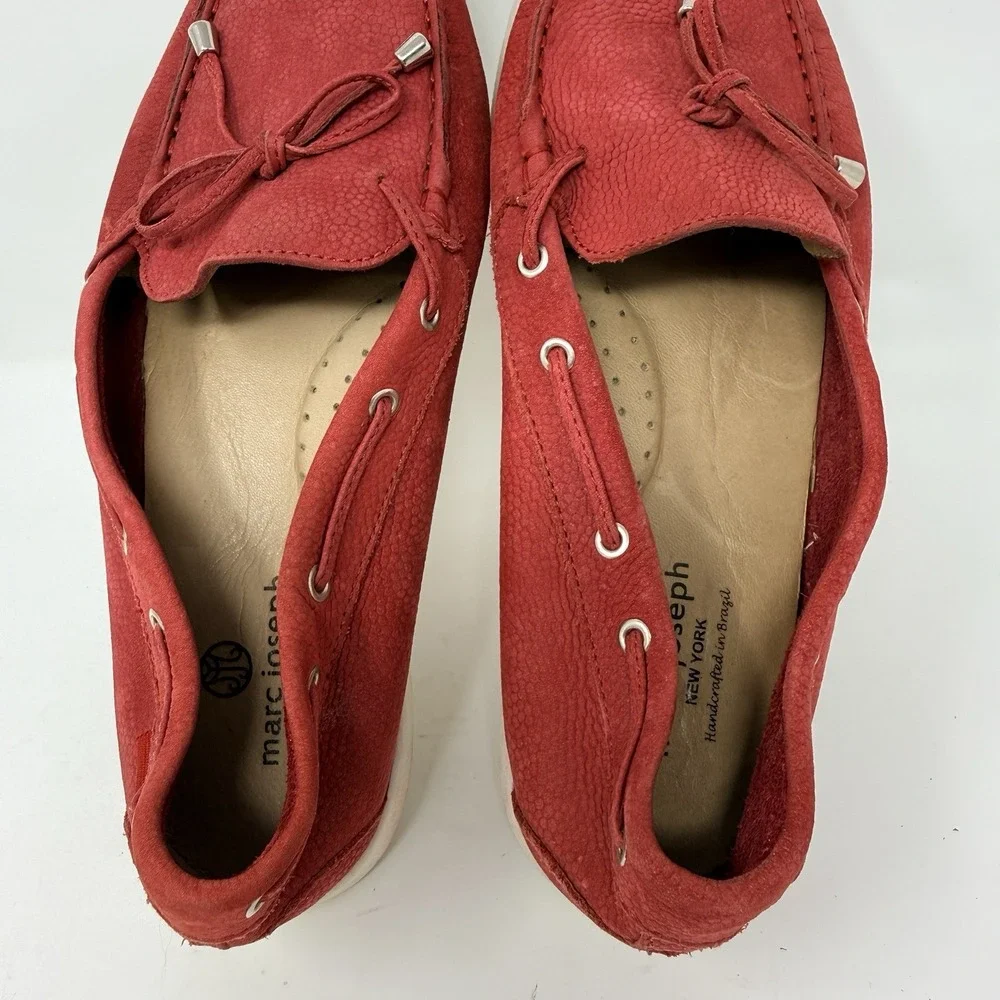 Marc Joseph NY Boat Shoes Sneakers Womens 9.5 Moccasin Red Nubuck Leather‎ 3458